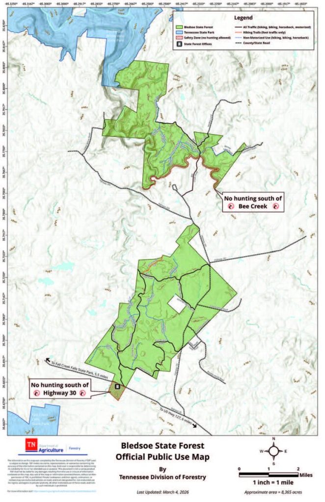 Bledsoe State Forest Use map